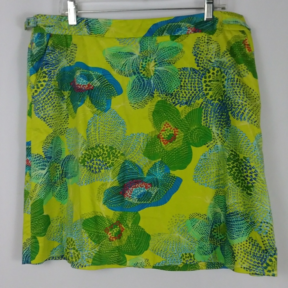 Green floral skirt women's size 16